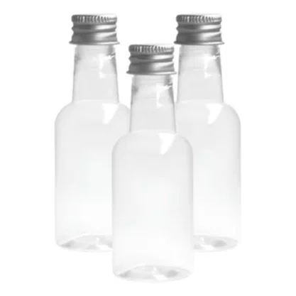 Garrafinha PET Lembrança 50ml Tampa Metal Prata C/ 10un Massari