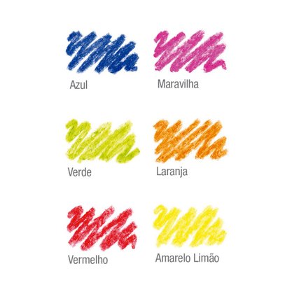 Giz De Cera Big Jumbo Glitter Efeito Neon 6 Cores Acrilex
