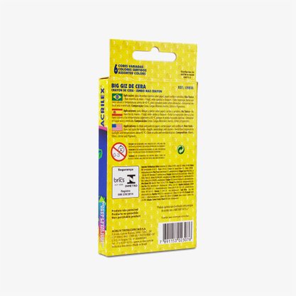 Giz De Cera Big Jumbo Glitter Efeito Neon 6 Cores Acrilex