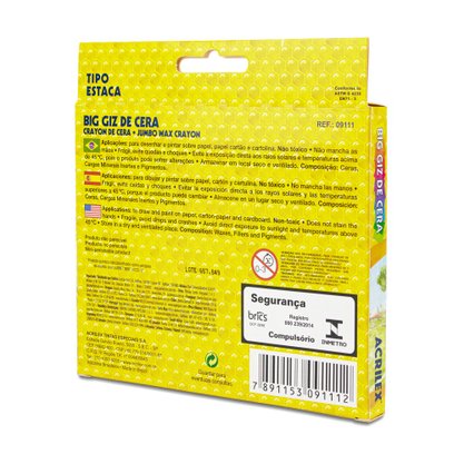 Giz De Cera Big Jumbo Redondo 12 Cores Acrilex