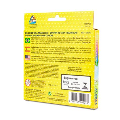 Giz De Cera Big Jumbo Triangular 12 Cores Acrilex