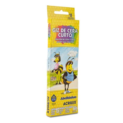Giz De Cera Curto Redondo 15 Cores Acrilex