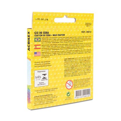 Giz De Cera Redondo 12 Cores Acrilex