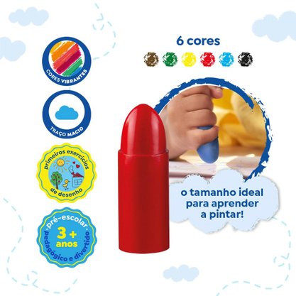 Giz de Cera Super Jumbo Redondo 06 Cores Tris