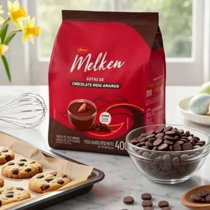 Gotas De Chocolate Meio Amargo 400G Melken Harald