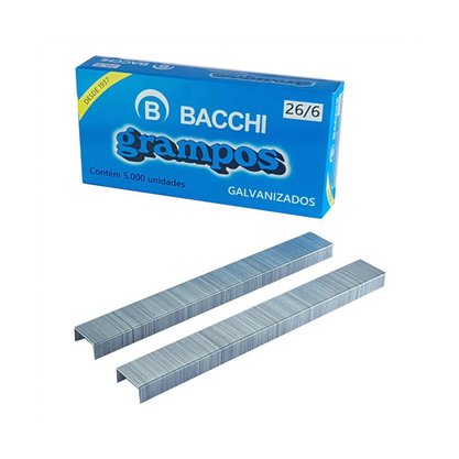 Grampos para Grampeador Galvanizado 5000 Unidades 26/6 Bacchi