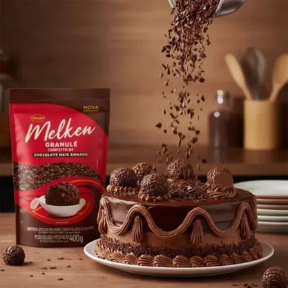Granulé Chocolate Meio Amargo Granulado 400g Melken Harald