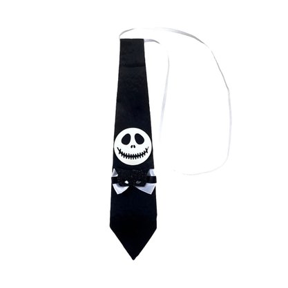 Gravata Halloween Tecido Jack Skellington Esqueleto Badulake