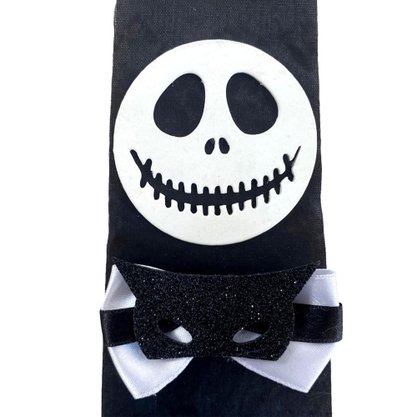 Gravata Halloween Tecido Jack Skellington Esqueleto Badulake
