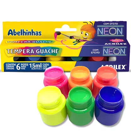 Guache 06 Cores Neon Acrilex