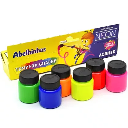 Guache 06 Cores Neon Acrilex
