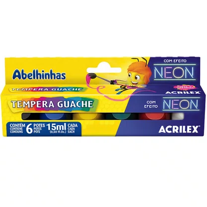 Guache 06 Cores Neon Acrilex