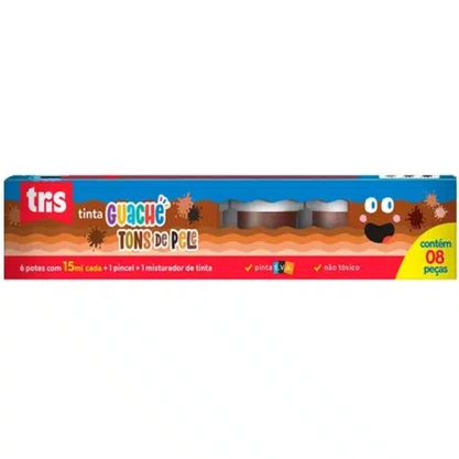 Guache 06 Cores Tons Pele + Pincel+ Paleta Tris