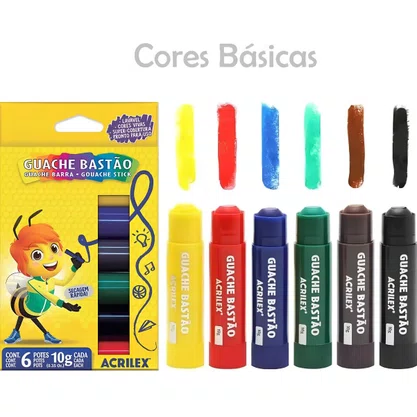 Guache Bastão 10ml 06 Cores Acrilex