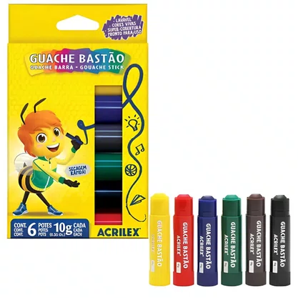 Guache Bastão 10ml 06 Cores Acrilex