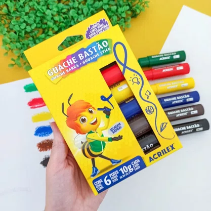 Guache Bastão 10ml 06 Cores Metálico Acrilex