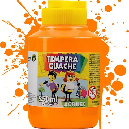 Guache Laranja 250ml Acrilex