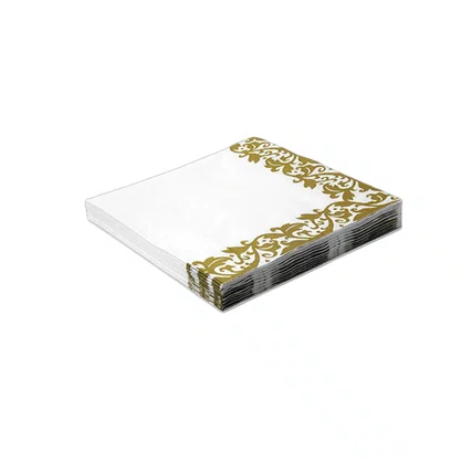 Guardanapo Estampado Arabesco Ouro 32x32cm com 20 Unidades Silverplastic