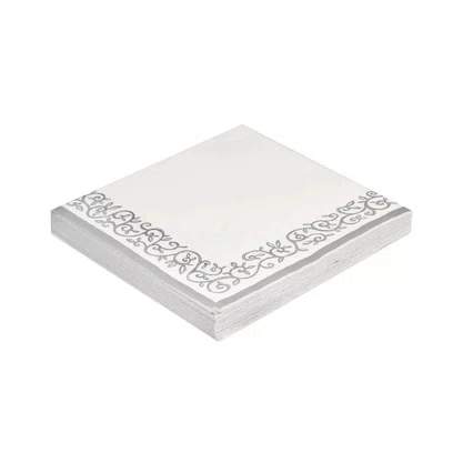 Guardanapo Estampado Arabesco Prata 32x32cm com 20 Unidades Silverplastic