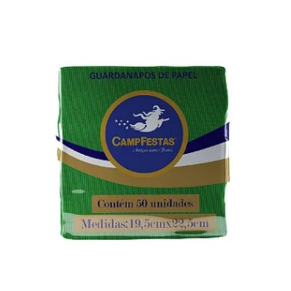 Guardanapo Verde Bandeira 19,5x22,5cm Campfestas C/ 50 Un