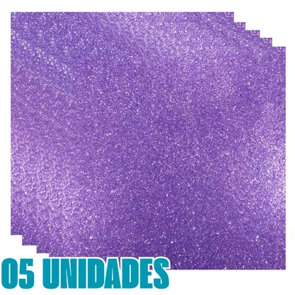 Kit 05 Cartolinas EVA com Glitter Lilás Seller