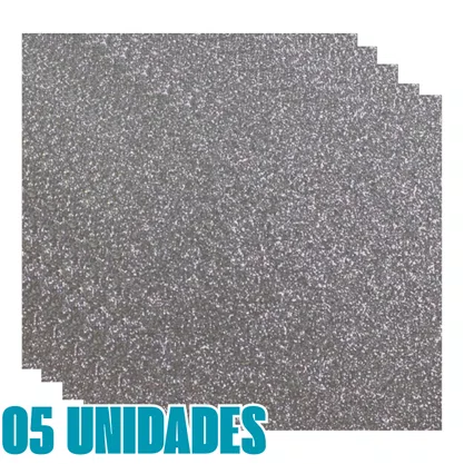 Kit 05 Cartolinas EVA com Glitter Prata Seller