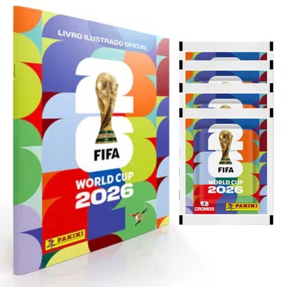 Kit Álbum Copa Do Mundo 2026 + 05 Pacote De Figurinhas Panini