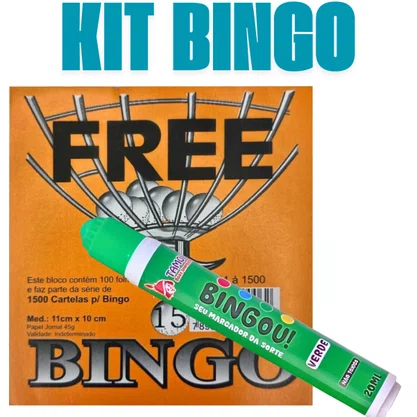 Kit Bingo Cartela + Marcador Verde Tamoio