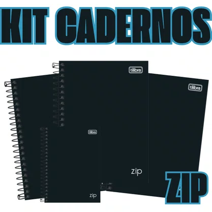 Kit Cadernos Universitário + Caderneta Zip Preto Tilibra