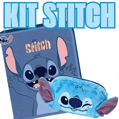 Kit Escolar Stitch Fichário + Estojo Pelúcia DAC