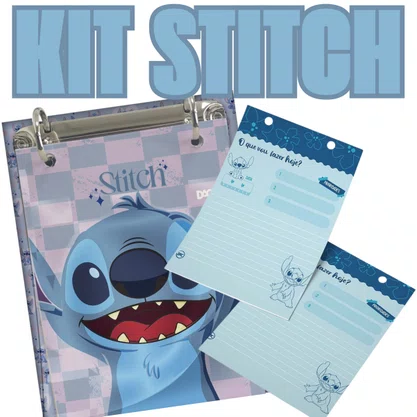 Kit Escolar Stitch Mini Fichário + Refil DAC