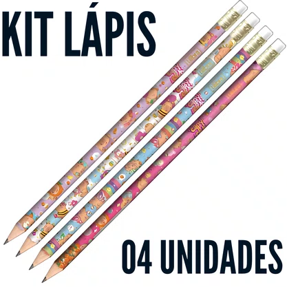 Kit Lápis com Borracha 04 Unidades Sortido Capyclub Tilibra