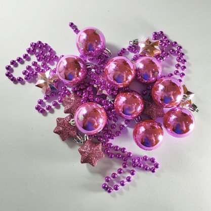 Kit Natalino Bolas 4cm e Enfeites Pink 18 Unidades Global