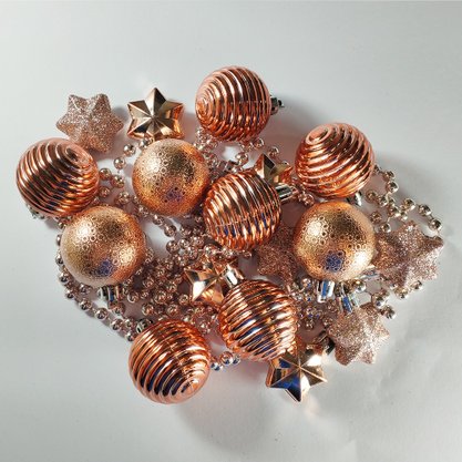 Kit Natalino Bolas 4cm e Enfeites Rose 18 Uni Global