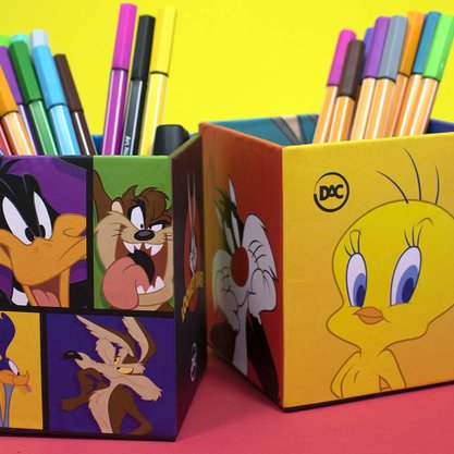 Kit Organizadores de Mesa e Bloco de Anotações Looney Tunes Dac