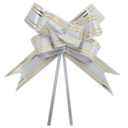 Laço Pronto 18mm Pequeno Prata Listra Ouro Best Pct C/ 10 Un