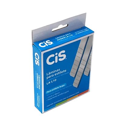 Lâmina Estilete Larga CIS - Caixa com 10 Cartelas de 10 Unidades (100 unidades no total)