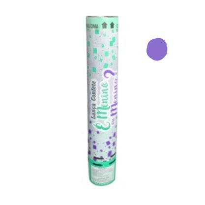 Lança Confete Chá de Revelação Roxo Metalizado Silver Festas