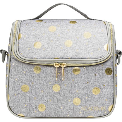 Lancheira Térmica Cinza Claro Poá e Listras Academié Tilibra