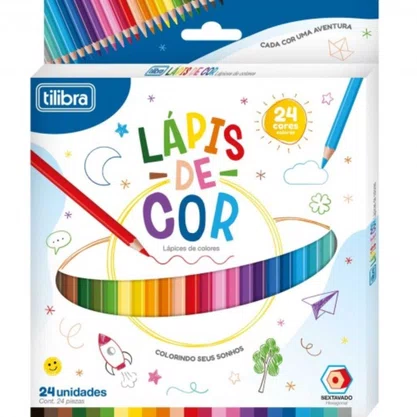 Lápis Cor 24 Cores Madeira Sextavado Tilibra