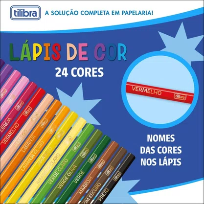 Lápis Cor 24 Cores Madeira Sextavado Tilibra