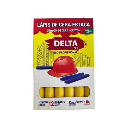 Lápis De Cera Estaca Amarelo com 12 Unidades Delta