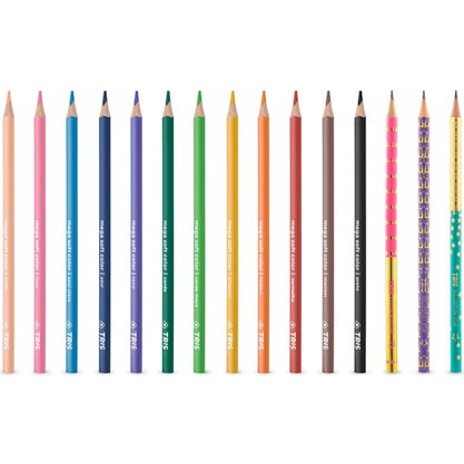 Lápis De Cor 12 Cores + 3 Lápis Grafite Estampados Tris