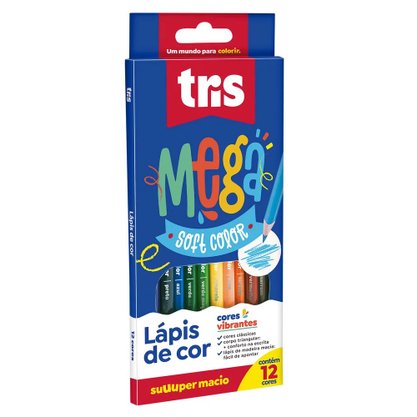 Lápis de Cor 12 Cores Mega Soft Color Tris