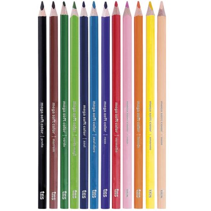Lápis de Cor 12 Cores Mega Soft Color Tris