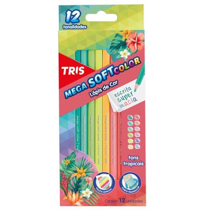 Lápis De Cor 12 Cores Tons Tropicais Mega Soft Color Tris