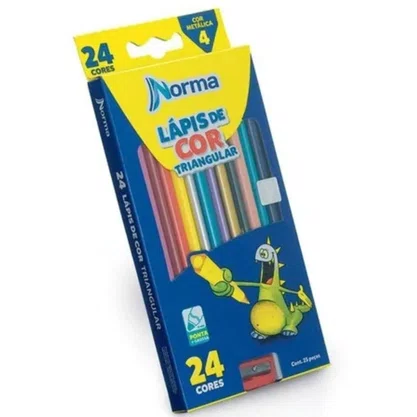 Lápis De Cor 24 Cores + Apontador Norma