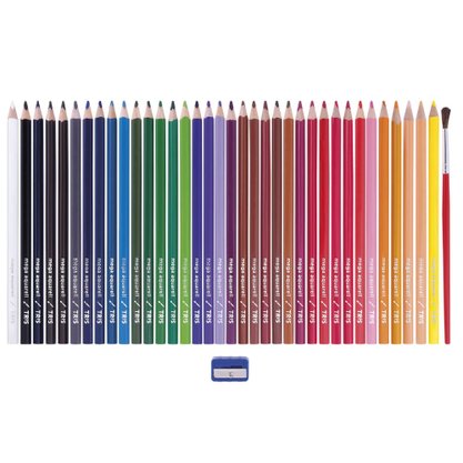 Lápis De Cor 36 Cores Aquarelável + Pincel + Apontador Tris