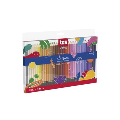 Lápis de Cor 72 Cores + 1 Lápis 6B Clássica Vibes Tris