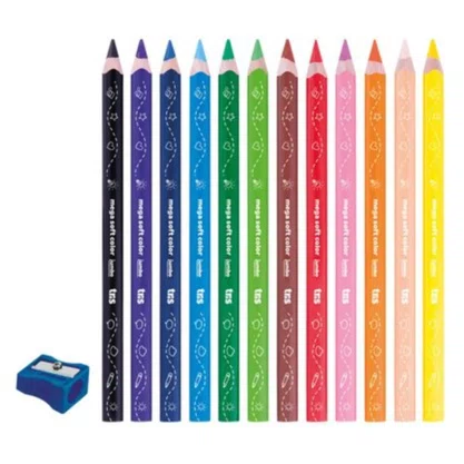 Lápis De Cor Jumbo 12 Cores + Apontador Soft Color Tris